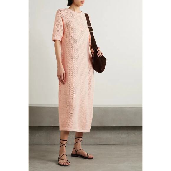 Lauren Manoogian Dresses & Skirts - Lauren Manoogian Crocheted Cotton-Blend Midi Dress Petal Peach Pink Size 1 Small